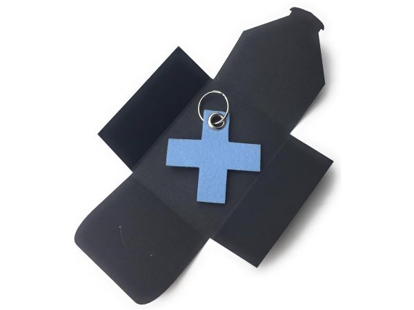 Filz-Schlüsselanhänger - X - eisblau/blau - Gravur