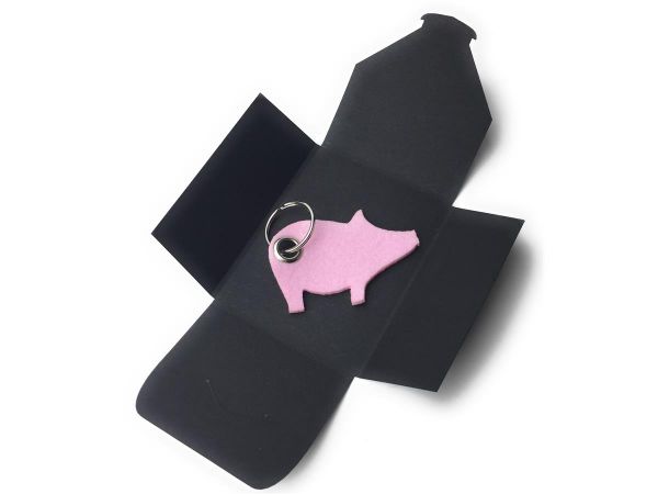 Filz-Schlüsselanhänger - Schwein - hellrosa/rosa - Gravur optional