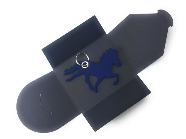 Filz-Schlüsselanhänger - Island-Pferd - marineblau/blau - Gravur optional
