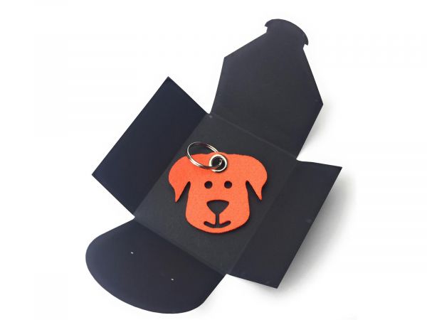 Filz-Schlüsselanhänger - Hunde-Gesicht - orange