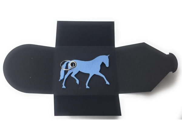 Filz-Schlüsselanhänger - Pferd - eisblau/blau - Gravur