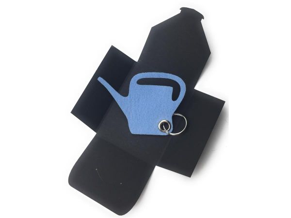Filz-Schlüsselanhänger - Giess-Kanne - eisblau/blau - Gravur
