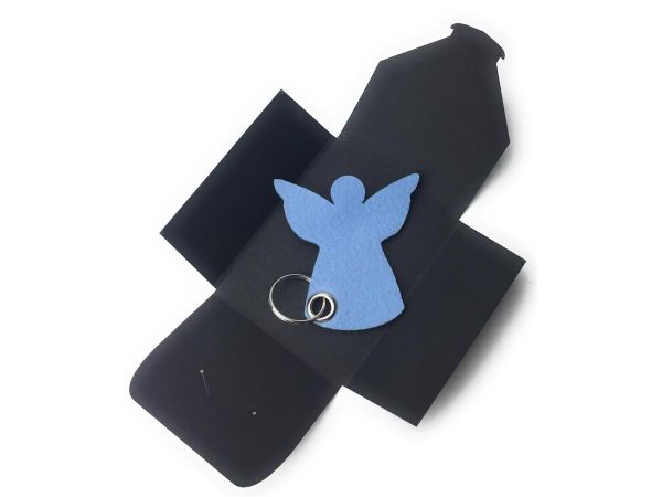 Filz-Schlüsselanhänger - Engel - eisblau/blau - Gravur