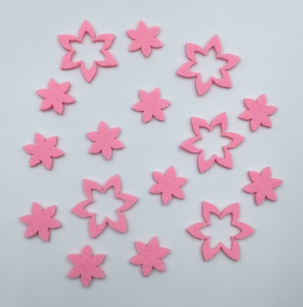 16er Set Blume (groß & klein) in rosa – hochwertige Streudeko Filz für kreative Dekoration