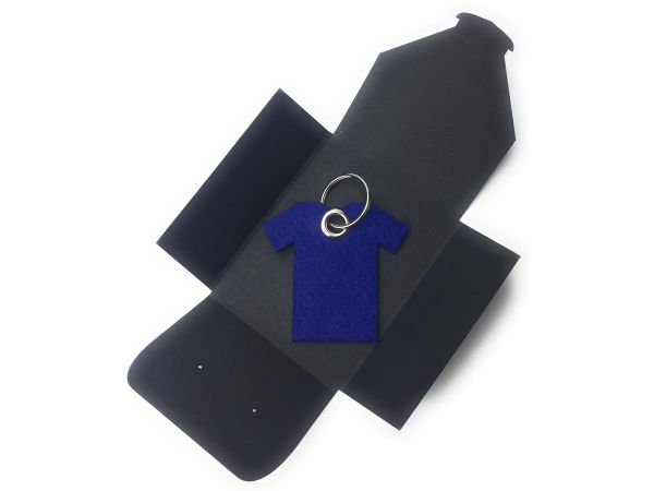 Filz-Schlüsselanhänger - T-Shirt - königsblau/blau - Gravur optional