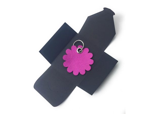 Filz-Schlüsselanhänger - Blume rund - pink - Gravur optional