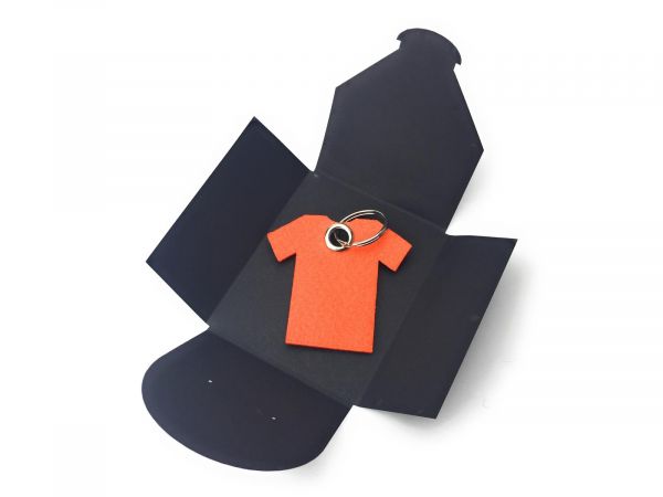 Filz-Schlüsselanhänger - T-Shirt - orange - Gravur optional