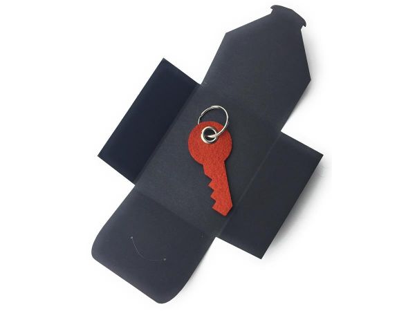 Filz-Schlüsselanhänger - Haus-Tür-Schlüssel - rostbraun/braun - Gravur optional
