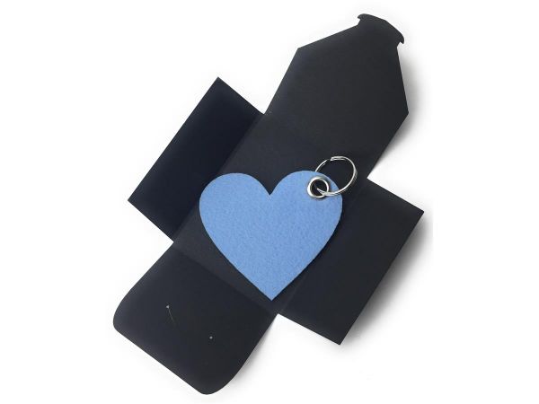 Filz-Schlüsselanhänger - Herz - eisblau/blau - Gravur