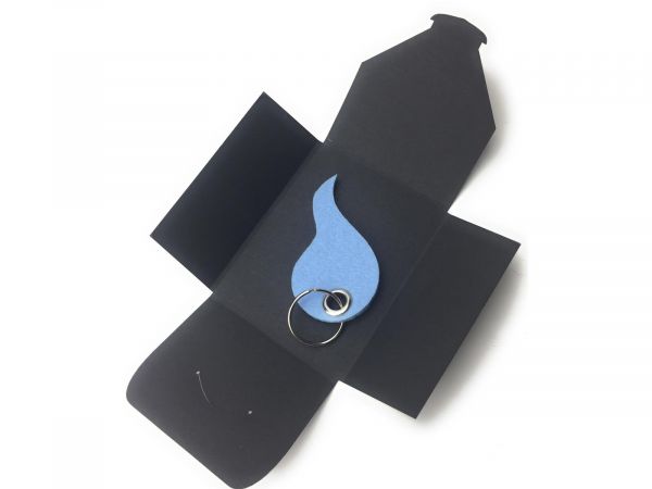 Filz-Schlüsselanhänger - Flamme - eisblau/blau - Gravur
