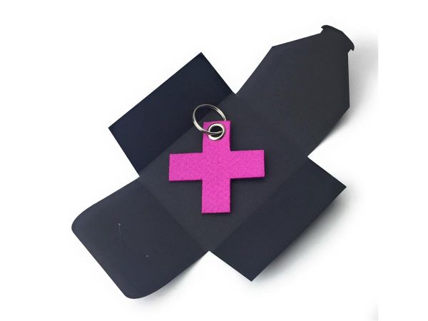 Filz-Schlüsselanhänger - X - pink - Gravur optional