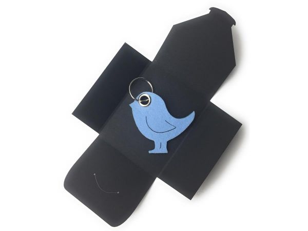 Filz-Schlüsselanhänger - Vogel - eisblau/blau