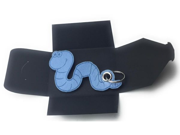 Filz-Schlüsselanhänger - Regen-Wurm - eisblau/blau