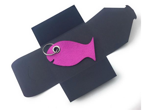 Filz-Schlüsselanhänger - Fisch - pink - Gravur optional