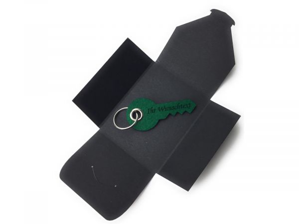 Filz-Schlüsselanhänger - Haus-Tür-Schlüssel - waldgrün/grün - Gravur optional