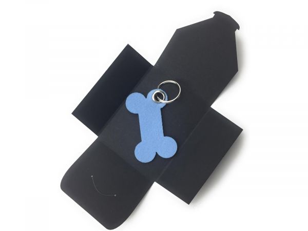 Filz-Schlüsselanhänger - Knochen - eisblau/blau - Gravur